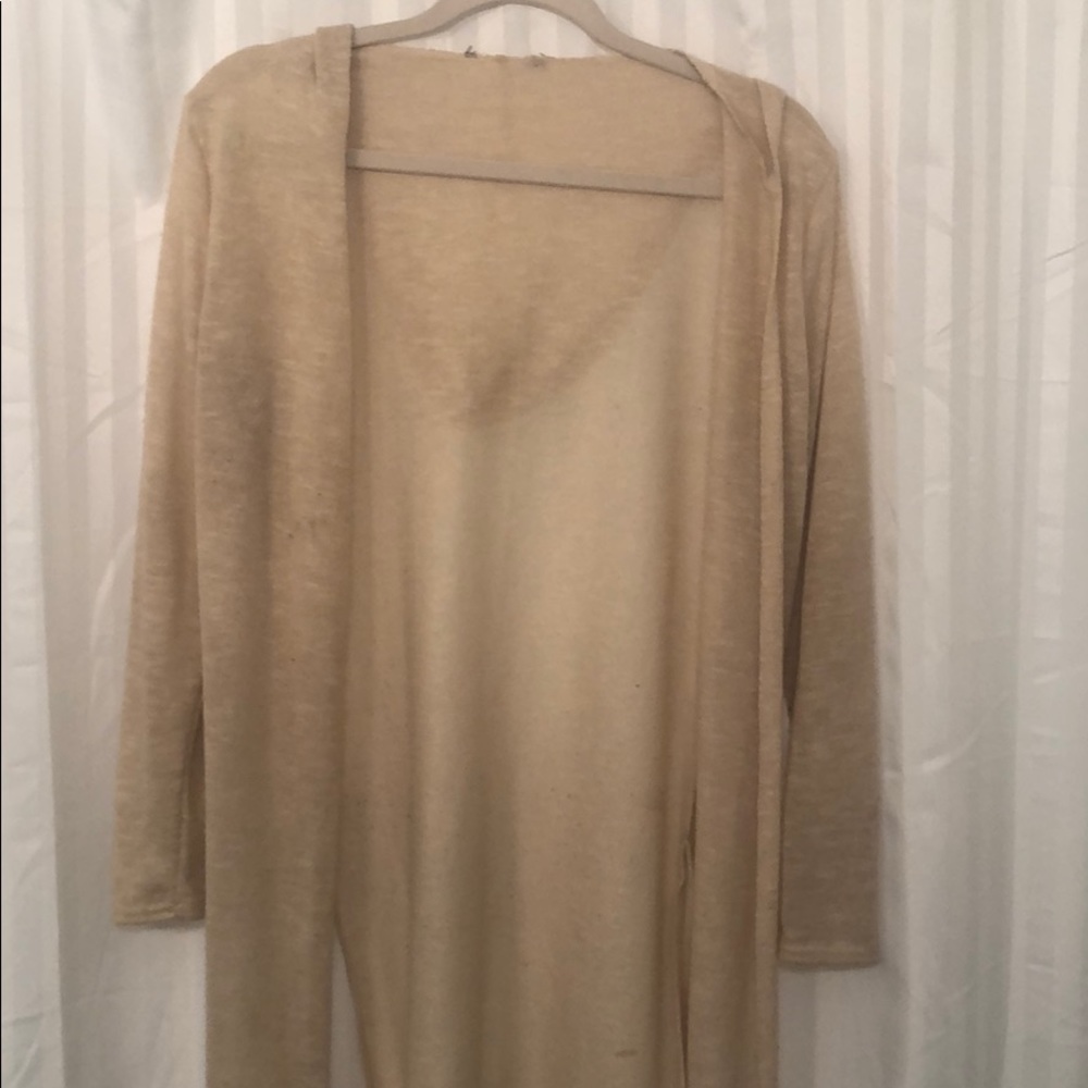 Tan cardigan with hood